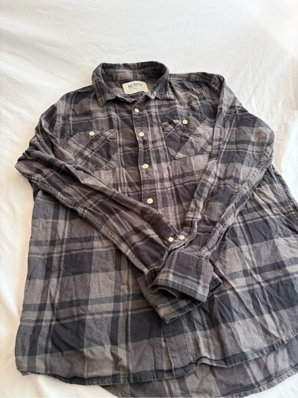 urban pipeline Gray Plaid Button-Down Shirt Size L